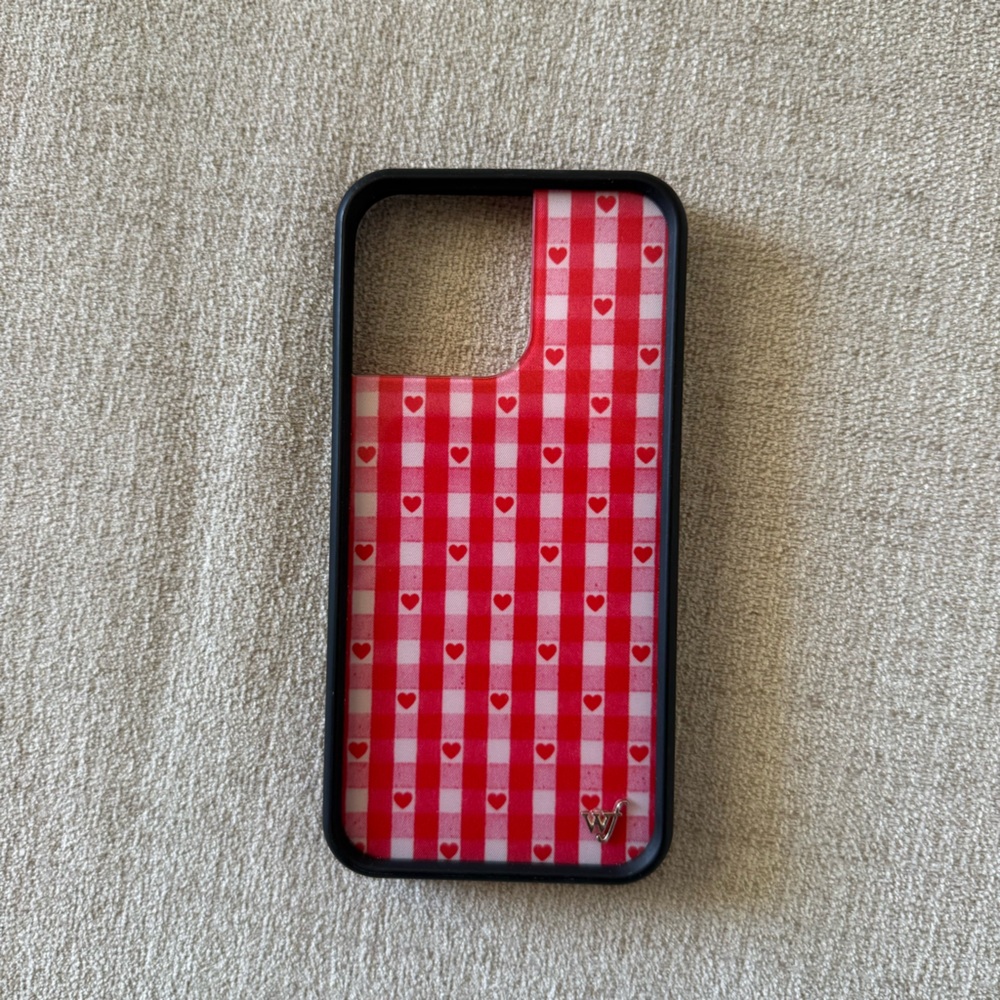 Wildflower Red Gingham Hearts iPhone 14 Pro Max case